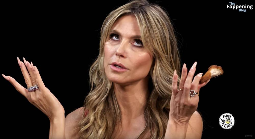 Heidi Klum Strips Down to Her Red Bra on Hot Ones (62 Pics + Video) - #30