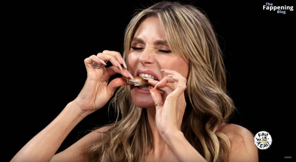 Heidi Klum Strips Down to Her Red Bra on Hot Ones (62 Pics + Video) - #28