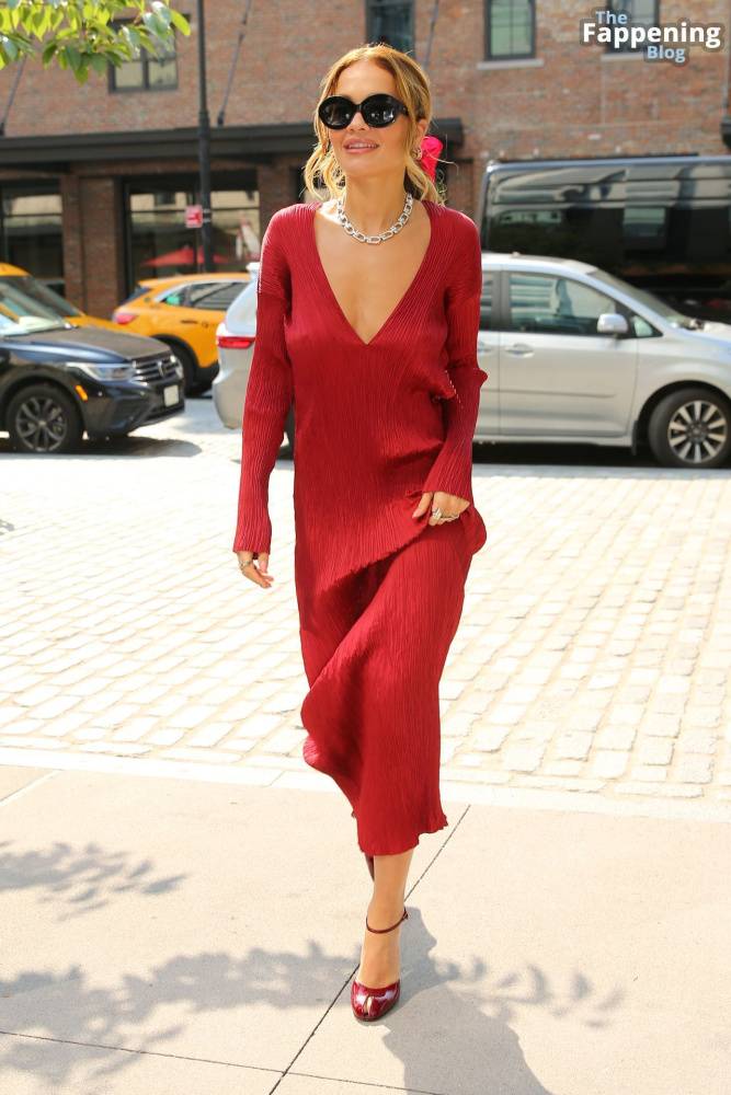 Rita Ora Goes Braless in a Red Dress in NYC (34 Photos) - #13