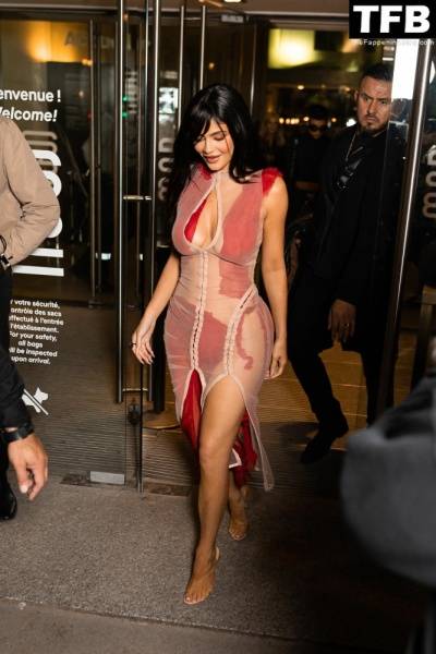 Kylie Jenner is Ravishing in Red Leaving Dinner at 1CChez Loulou 1D During PFW on modelfansclub.com