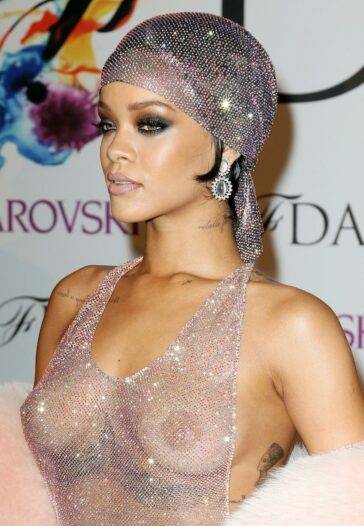 Rihanna Nude Sheer Sequin Dress Nip Slip Leaked - Barbados on modelfansclub.com