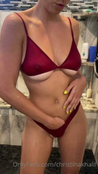 Christina Khalil Shower Bikini Strip Onlyfans photo Leaked on modelfansclub.com
