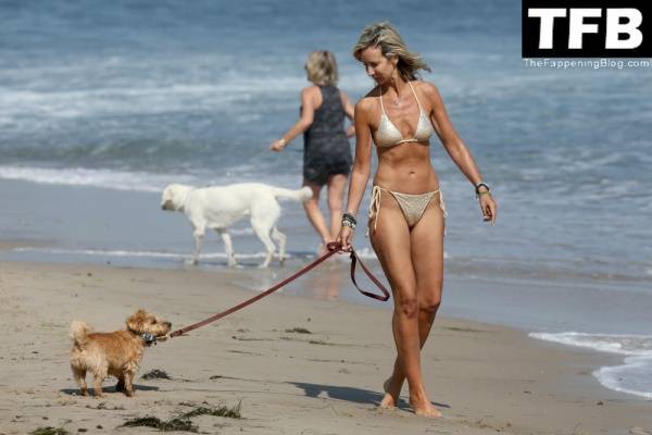 Lady Victoria Hervey Takes Her Norfolk Terrier D 19Artagnan For Beach Stroll in Malibu on modelfansclub.com