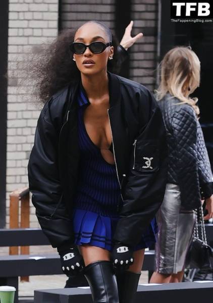 Jourdan Dunn Shows Off Her Sexy Legs and Tits at David Koma Fashion Show on modelfansclub.com
